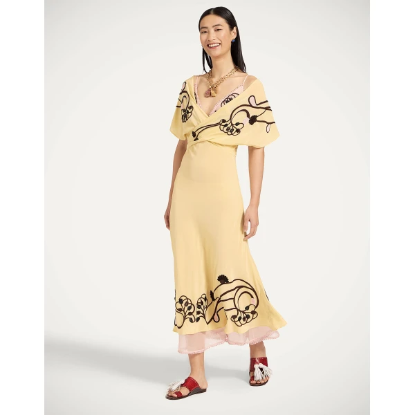 La Double J Foyer Dress in Solid Yellow, view 4