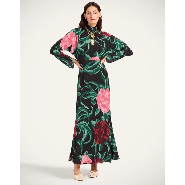 La Double J Gilda Dress in Peony Black, view 4