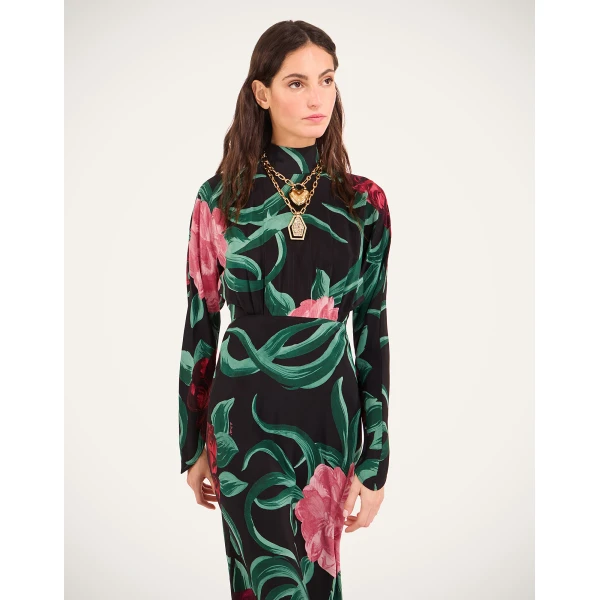 La Double J Gilda Dress in Peony Black, view 5