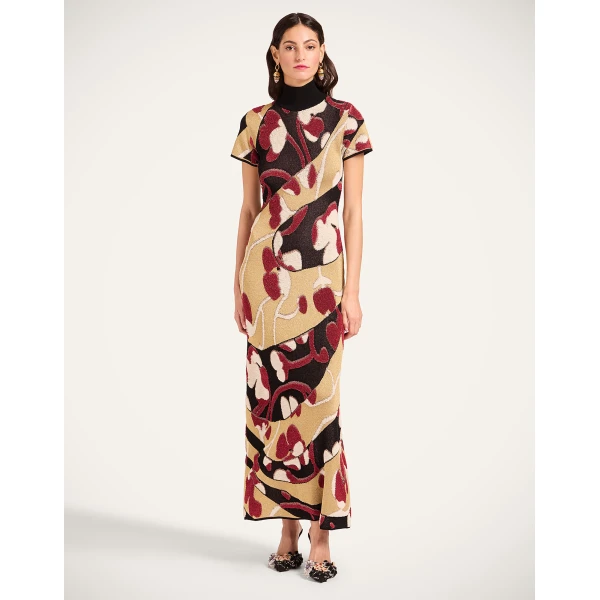 La Double J Herald Long Dress in Multicolor Gold, view 2