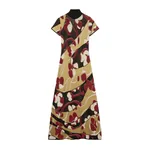 La Double J Herald Long Dress in Multicolor Gold