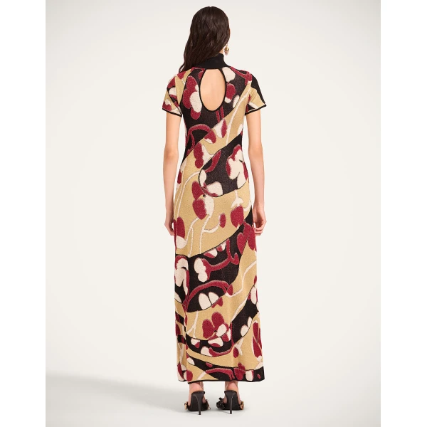 La Double J Herald Long Dress in Multicolor Gold, view 3