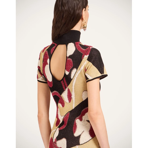 La Double J Herald Long Dress in Multicolor Gold, view 4