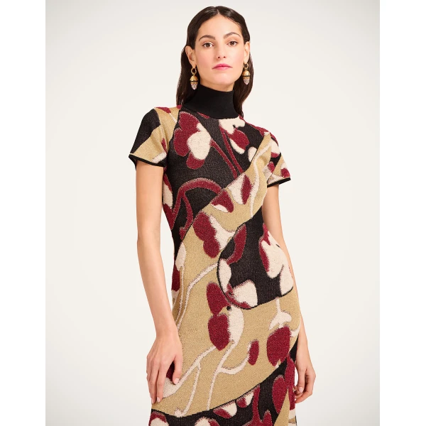 La Double J Herald Long Dress in Multicolor Gold, view 5