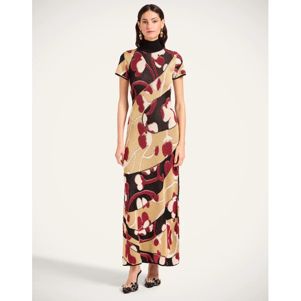 La Double J Herald Long Dress in Multicolor Gold, view 6