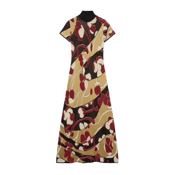 La Double J Herald Long Dress in Multicolor Gold