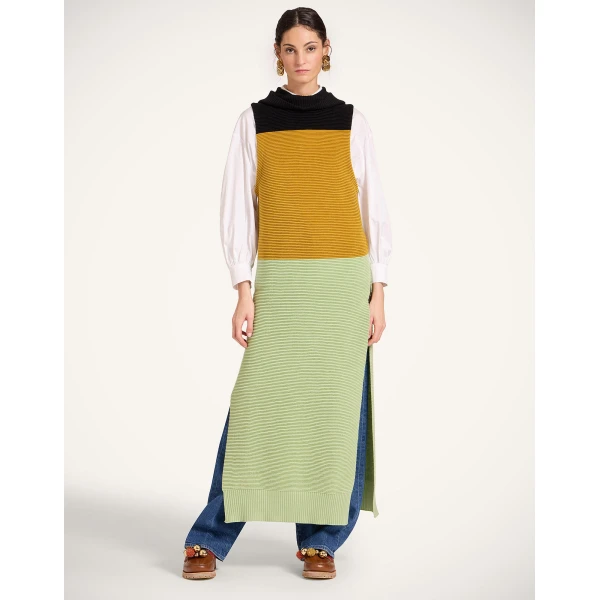 La Double J Hoody Dress in Color Block Black, Yellow & Green, view 2