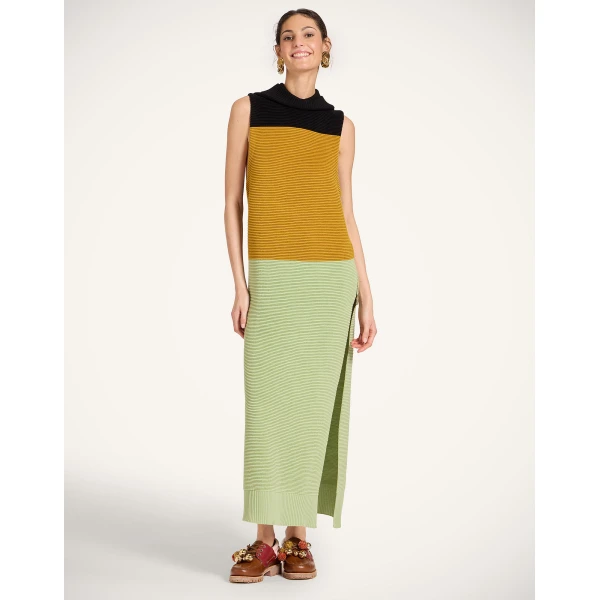 La Double J Hoody Dress in Color Block Black, Yellow & Green, view 4