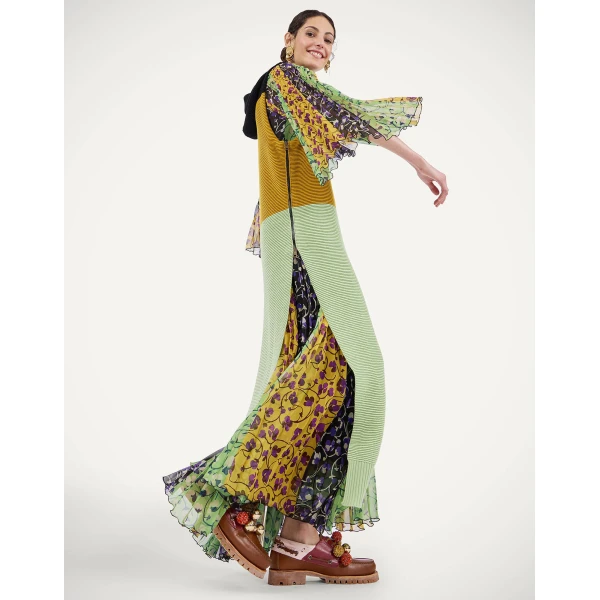 La Double J Hoody Dress in Color Block Black, Yellow & Green, view 5