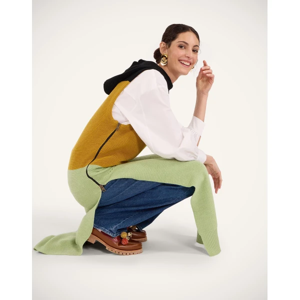La Double J Hoody Dress in Color Block Black, Yellow & Green, view 6