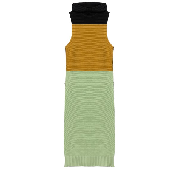 La Double J Hoody Dress in Color Block Black, Yellow & Green
