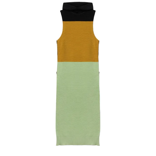 La Double J Hoody Dress in Color Block Black, Yellow & Green