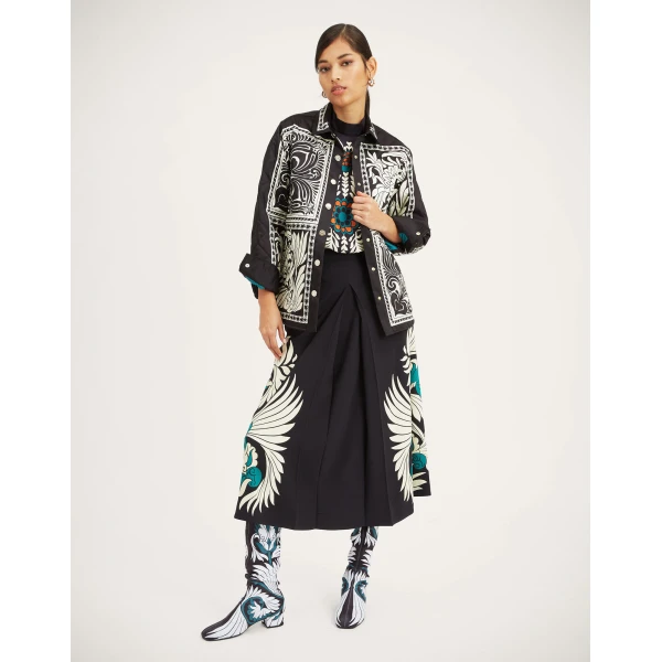 La Double J Iris Shirt Jacket in Mix Tiles Placée Black, view 2