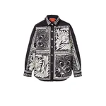 La DoubleJ Iris Shirt Jacket in Mix Tiles Placée Black - Jackets - Milanese Maximalist Fashion at Luxury Shoes La Double J Iris Shirt Jacket in Mix Tiles Placée Black