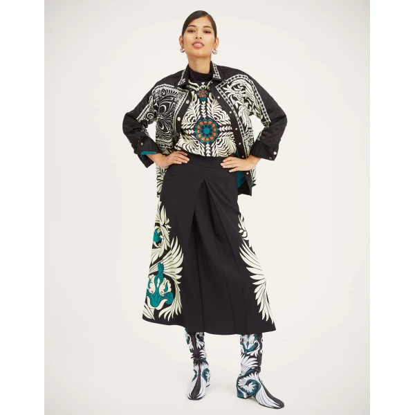 La Double J Iris Shirt Jacket in Mix Tiles Placée Black, view 3