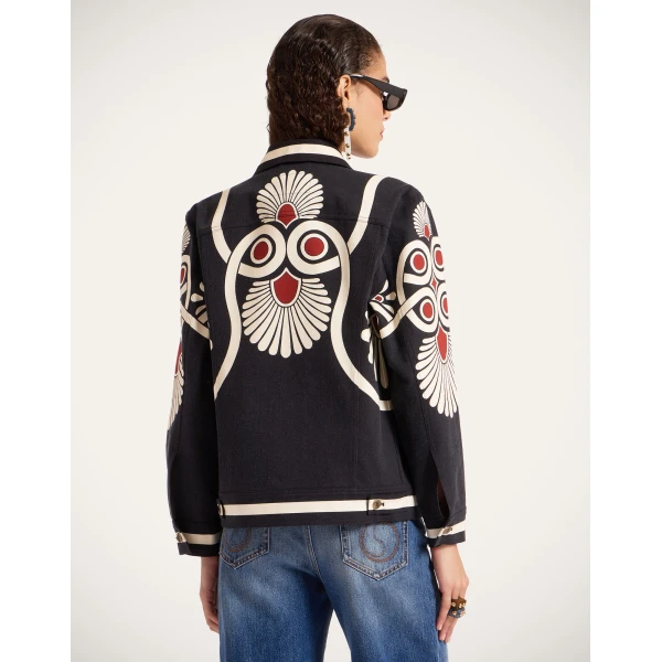 La Double J JJ Jean Jacket in Medallion Placée Black, view 3