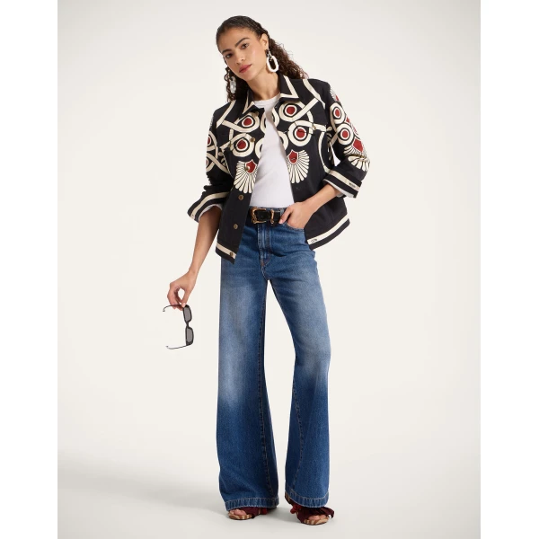 La Double J JJ Jean Jacket in Medallion Placée Black, view 5