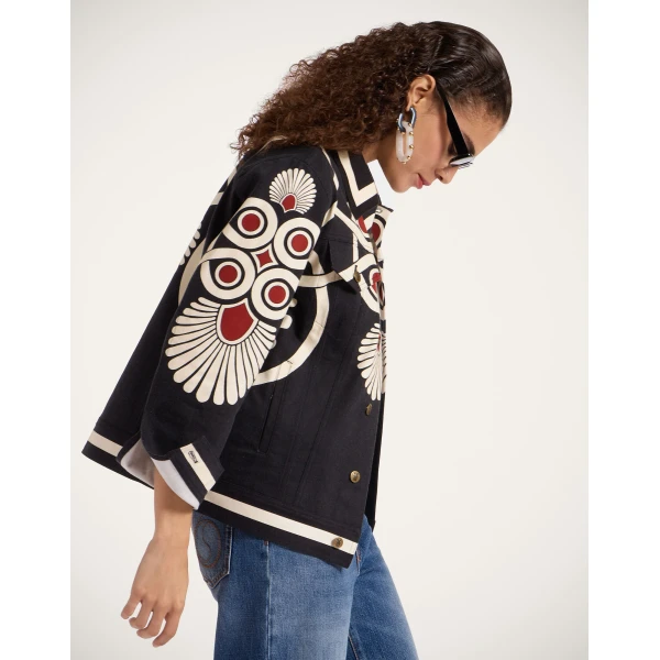 La Double J JJ Jean Jacket in Medallion Placée Black, view 6