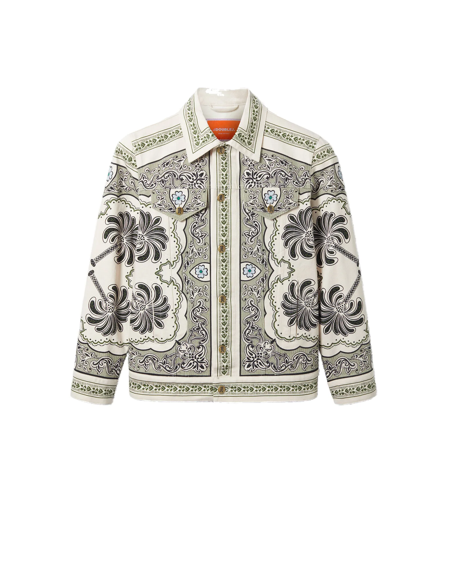 La DoubleJ JJ Jean Jacket in Mirage Placée Green - Jackets - Milanese Maximalist Fashion at Luxury Shoes La Double J JJ Jean Jacket in Mirage Placée Green