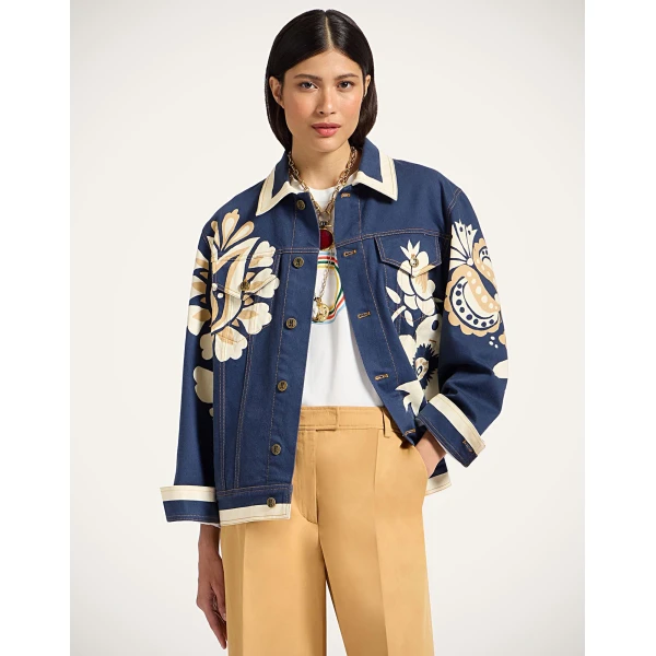 La Double J JJ Jean Jacket in Selva Placée Blue, view 2