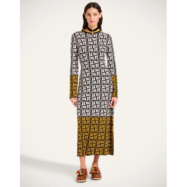 La Double J Knit Swing Dress in Black & White, view 2