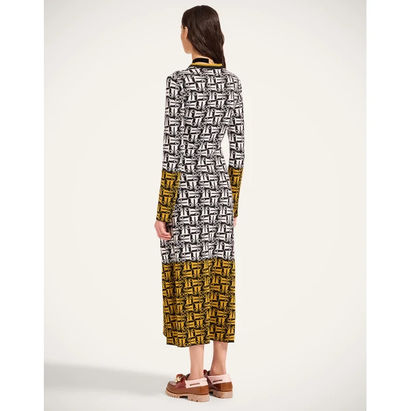 La Double J Knit Swing Dress in Black & White, view 3