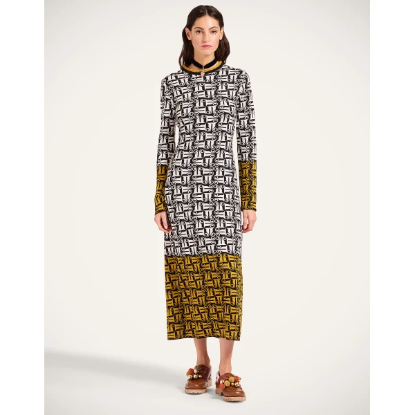 La Double J Knit Swing Dress in Black & White, view 5