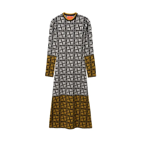 La Double J Knit Swing Dress in Black & White