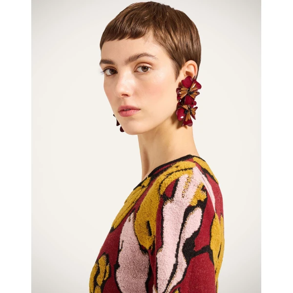 La Double J Knit Swing Dress in Multicolor Burgundy, view 4