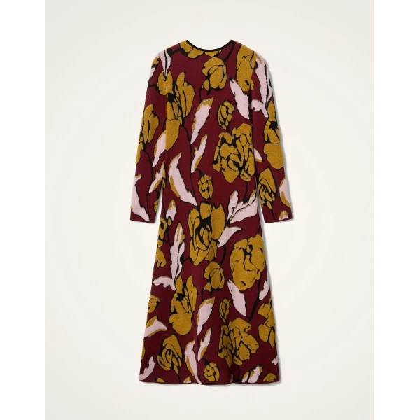 La Double J Knit Swing Dress in Multicolor Burgundy, view 6