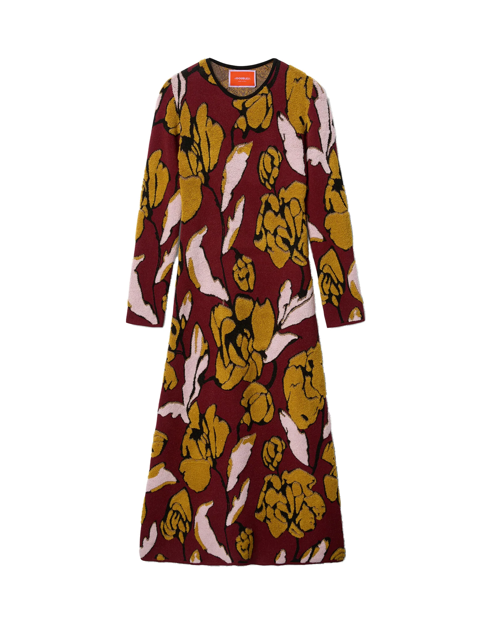 La DoubleJ Knit Swing Dress in Multicolor Burgundy - Dresses - Milanese Maximalist Fashion at Luxury Shoes La Double J Knit Swing Dress in Multicolor Burgundy