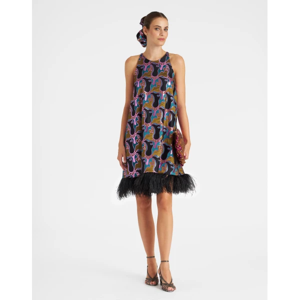 La Double J La Fenice Mini Dress in Spritz Blue Petrol, view 3