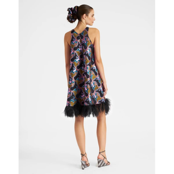 La Double J La Fenice Mini Dress in Spritz Blue Petrol, view 4