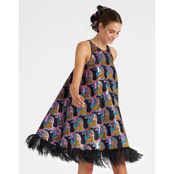 La Double J La Fenice Mini Dress in Spritz Blue Petrol, view 5