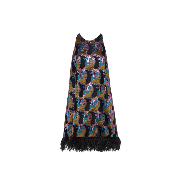 La Double J La Fenice Mini Dress in Spritz Blue Petrol
