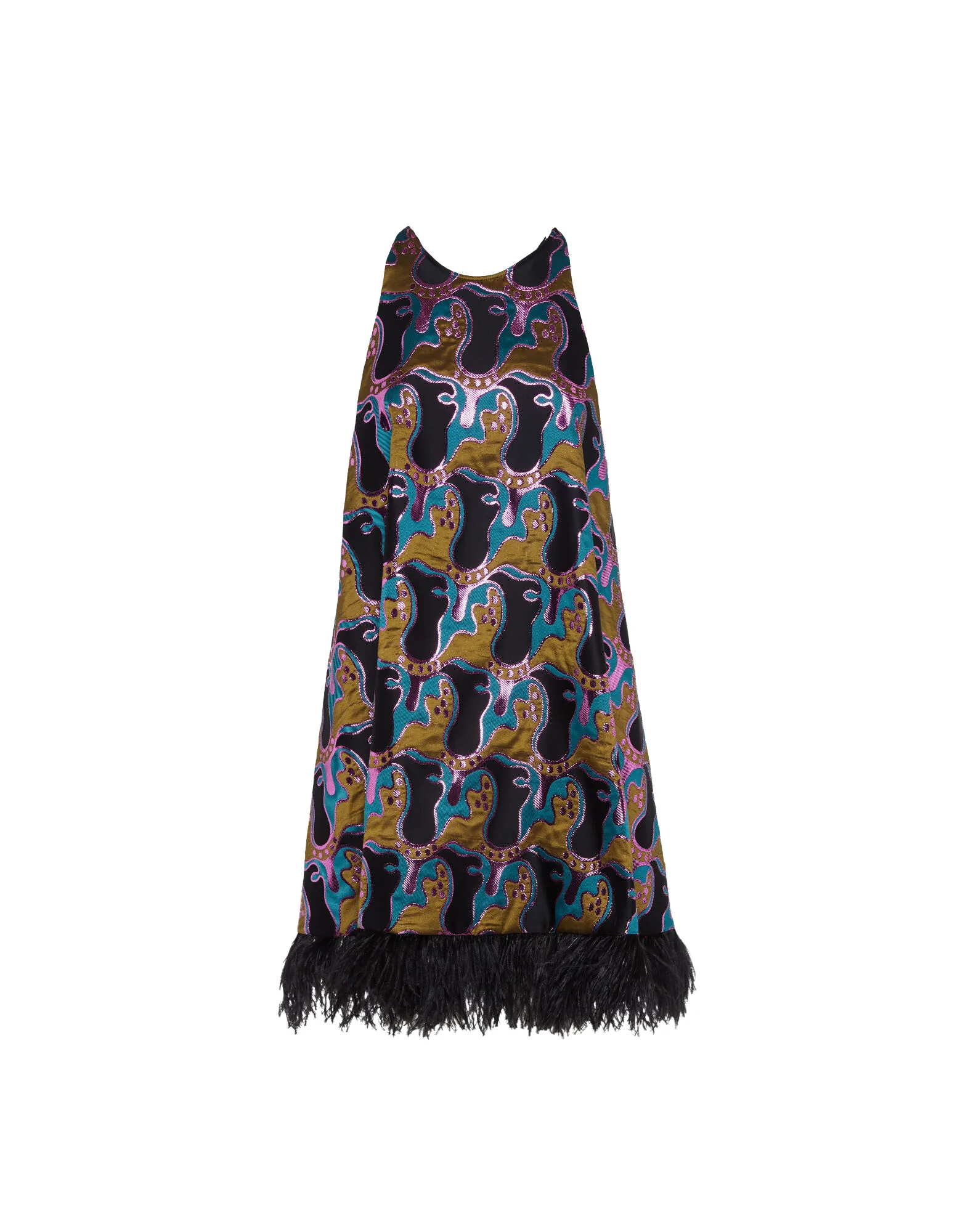 La DoubleJ La Fenice Mini Dress in Spritz Blue Petrol - Dresses - Milanese Maximalist Fashion at Luxury Shoes La Double J La Fenice Mini Dress in Spritz Blue Petrol
