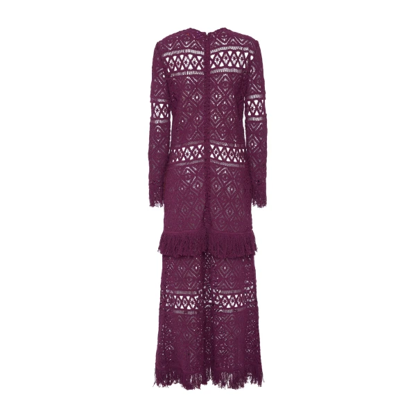 La Double J Lacey Long Sleeve Swing Dress in Plaza Purple, view 6