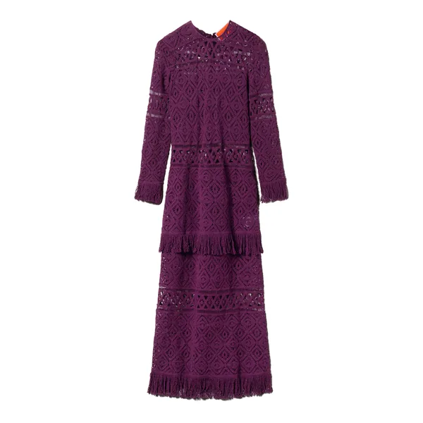 La Double J Lacey Long Sleeve Swing Dress in Plaza Purple