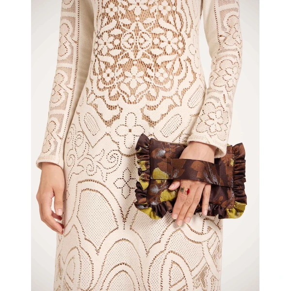 La Double J Lacey Long Sleeve Swing Dress in Solid White Smoke, view 6