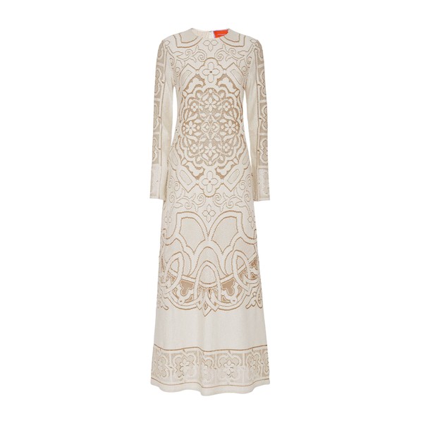 La Double J Lacey Long Sleeve Swing Dress in Solid White Smoke