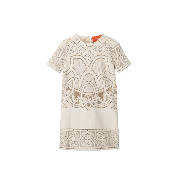 La Double J Lacey Mini Swing Dress in Solid White Smoke