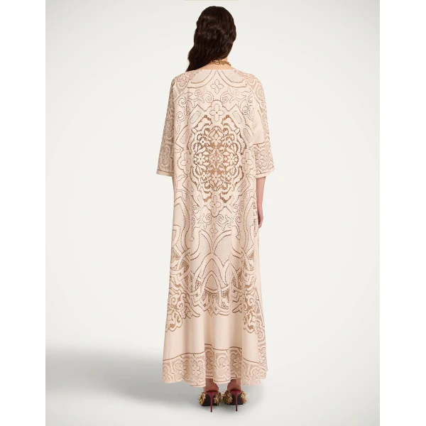 La Double J Lacey Muumuu Dress in Solid White Smoke, view 3