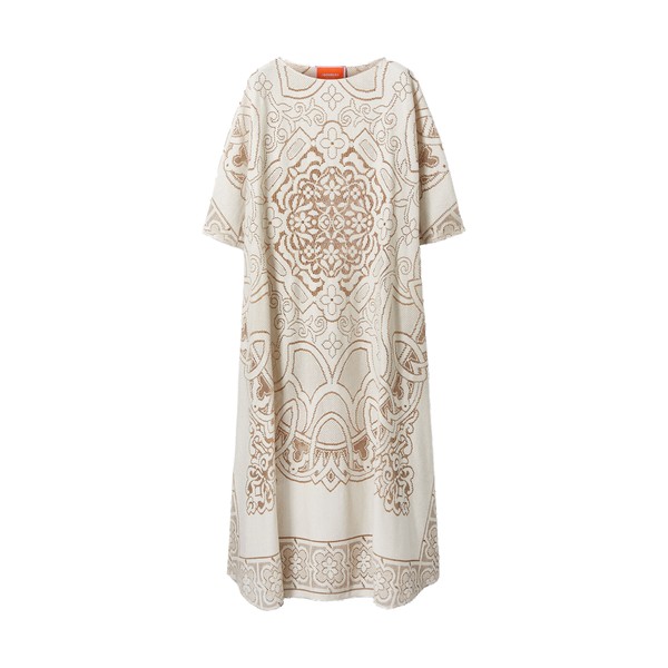 La Double J Lacey Muumuu Dress in Solid White Smoke