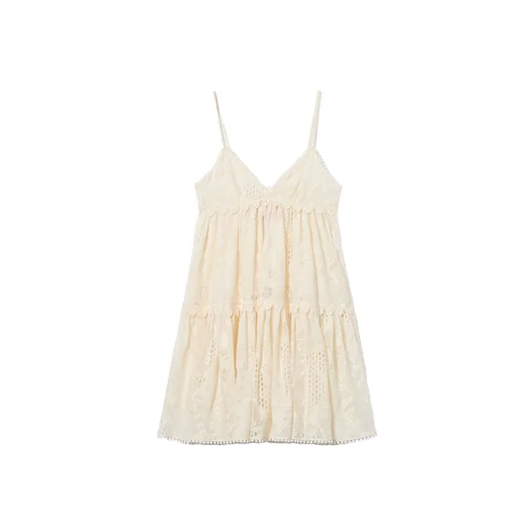 La Double J Lacey Nymph Mini Dress in Solid Ivory