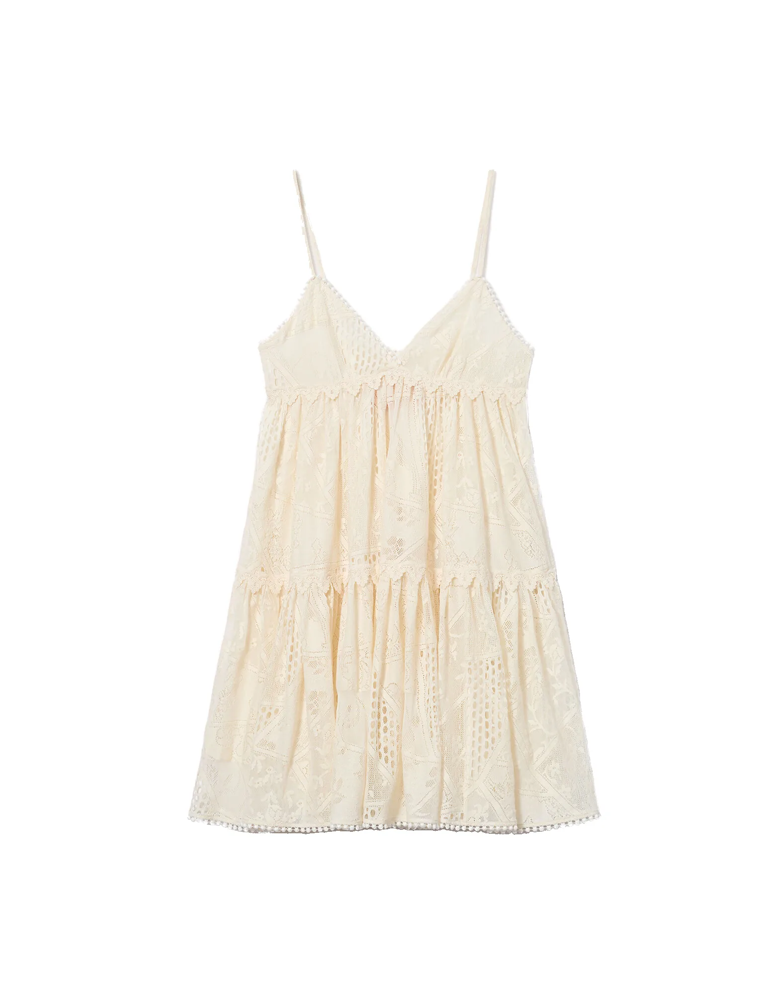 La DoubleJ Lacey Nymph Mini Dress in Solid Ivory - Dresses - Milanese Maximalist Fashion at Luxury Shoes La Double J Lacey Nymph Mini Dress in Solid Ivory