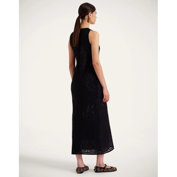 La Double J Lacey Racer Dress in Solid Black, view 3