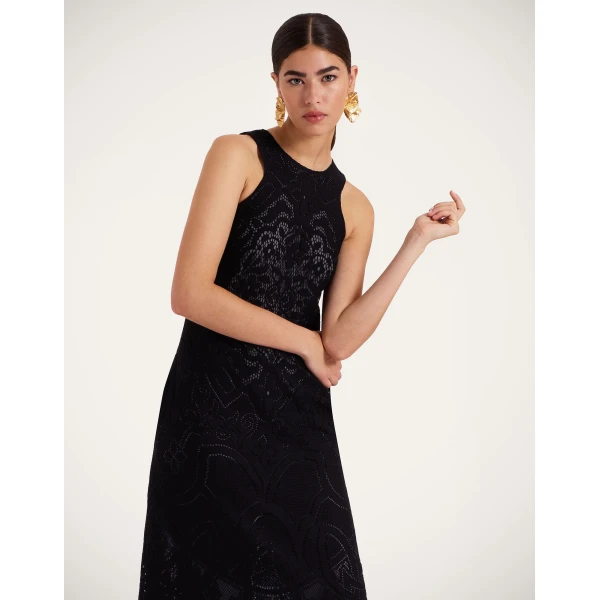 La Double J Lacey Racer Dress in Solid Black, view 4