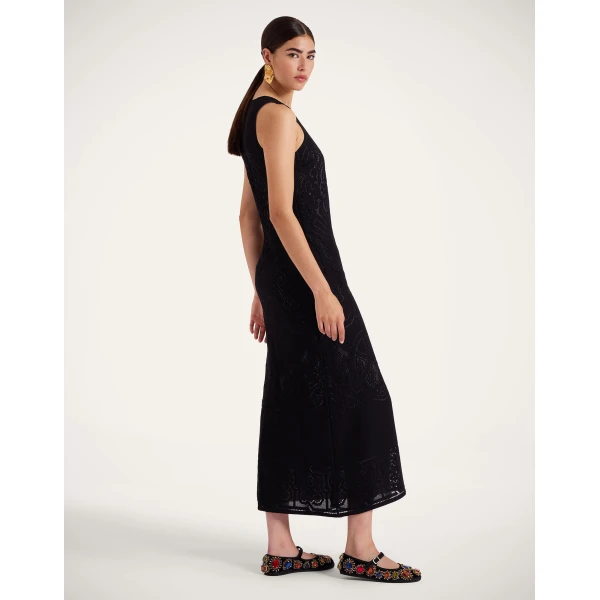 La Double J Lacey Racer Dress in Solid Black, view 5