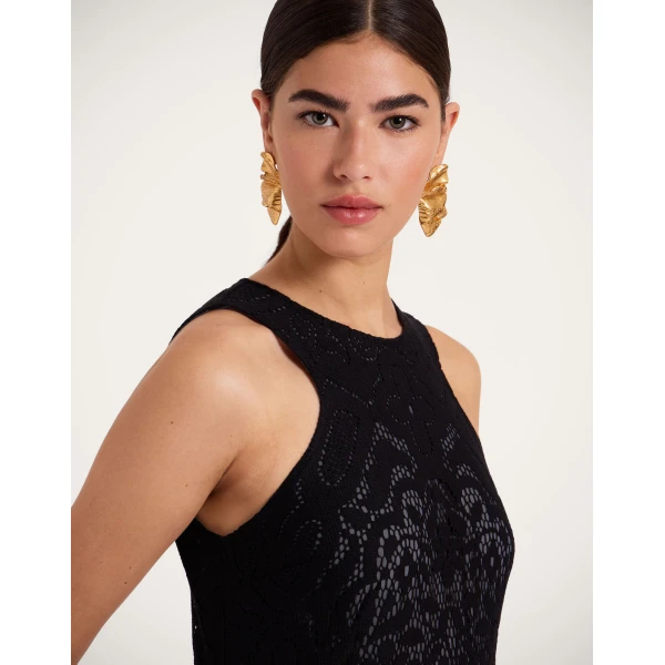 La Double J Lacey Racer Dress in Solid Black, view 6