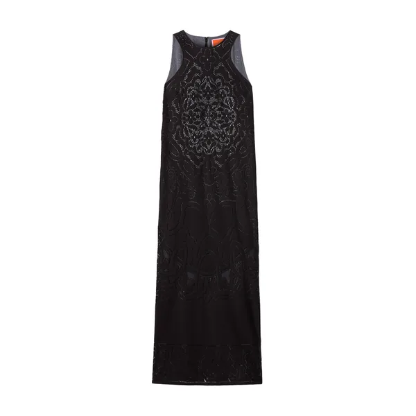 La Double J Lacey Racer Dress in Solid Black